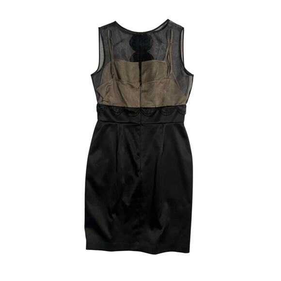 Max and Cleo Black Sheer Satin Cocktail Mini Dress Sleeveless Size 8 Semi Formal - Picture 3 of 12